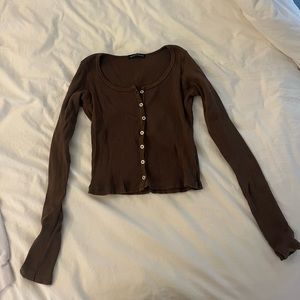 Brown Brandy Melville Button Up Longsleeve